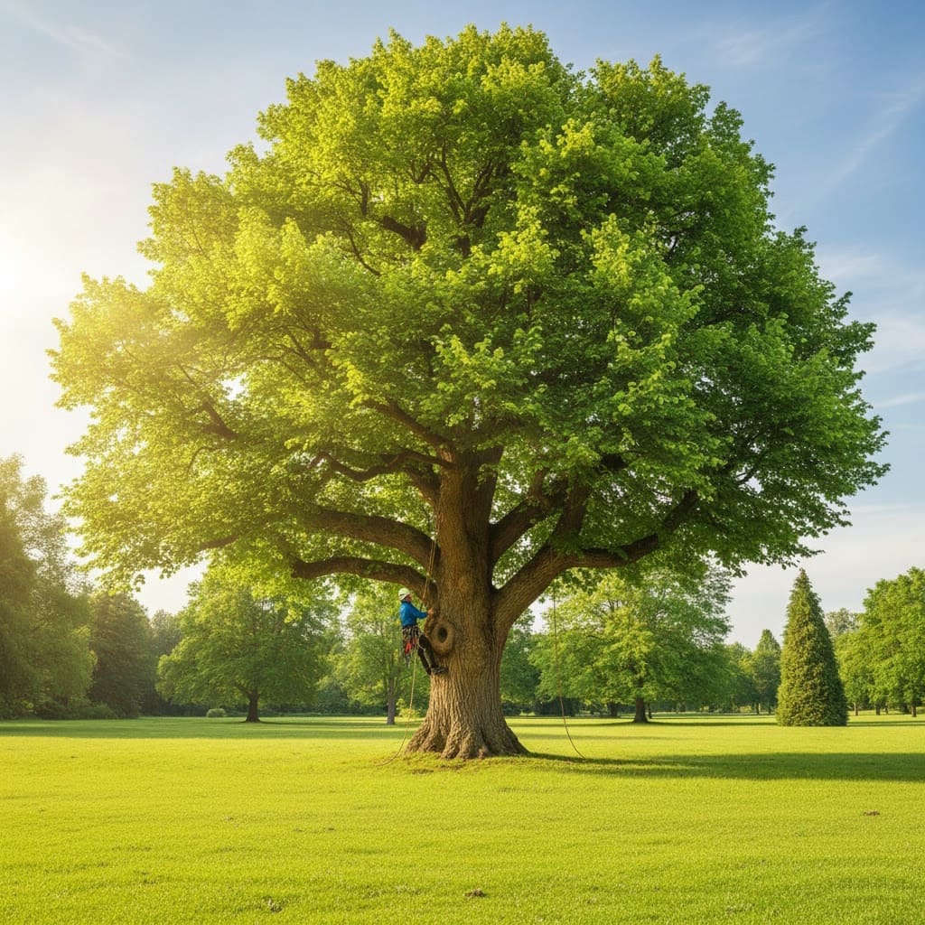 Großbaum mit Baumpfleger